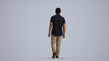 scanned 3D man casual walking, photogrammetry people for Enscape and V-Ray, front view render
