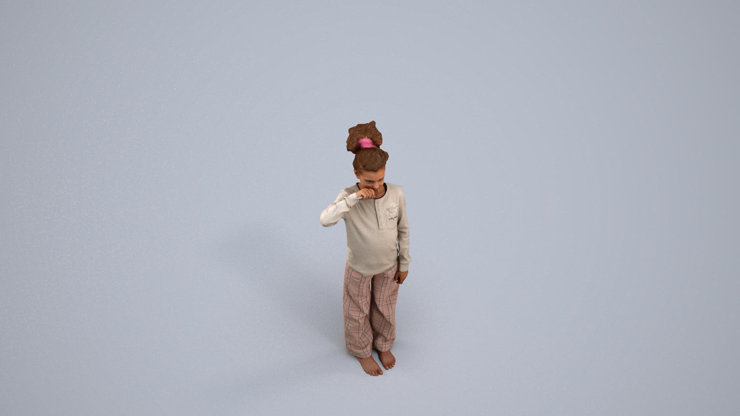 3D people model girl kids, scanned human for 3ds Max rendering, back view render