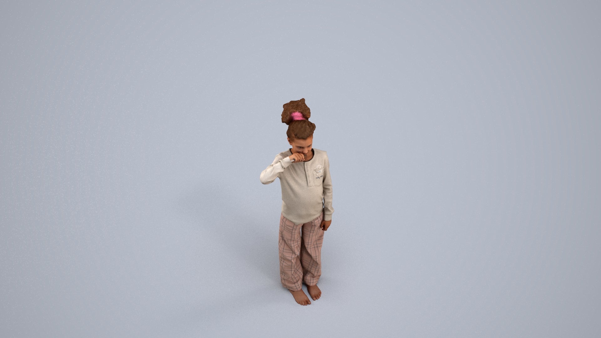 3D people model girl kids, scanned human for 3ds Max rendering, back view render