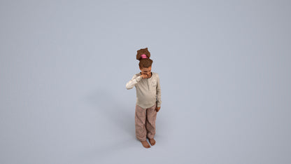 3D people model girl kids, scanned human for 3ds Max rendering, back view render