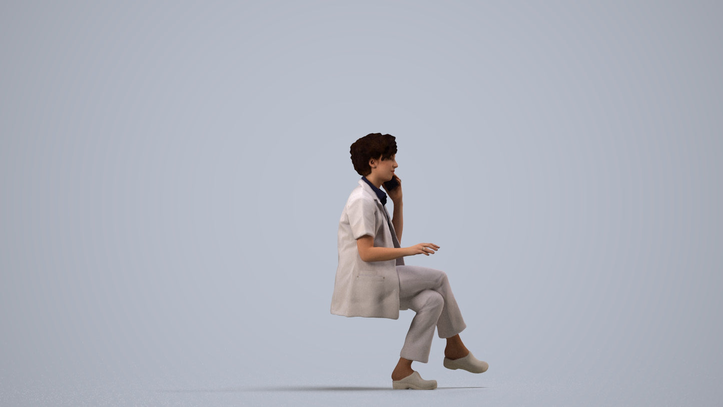 scanned 3D woman standing, photogrammetry people for Enscape and V-Ray, side view render