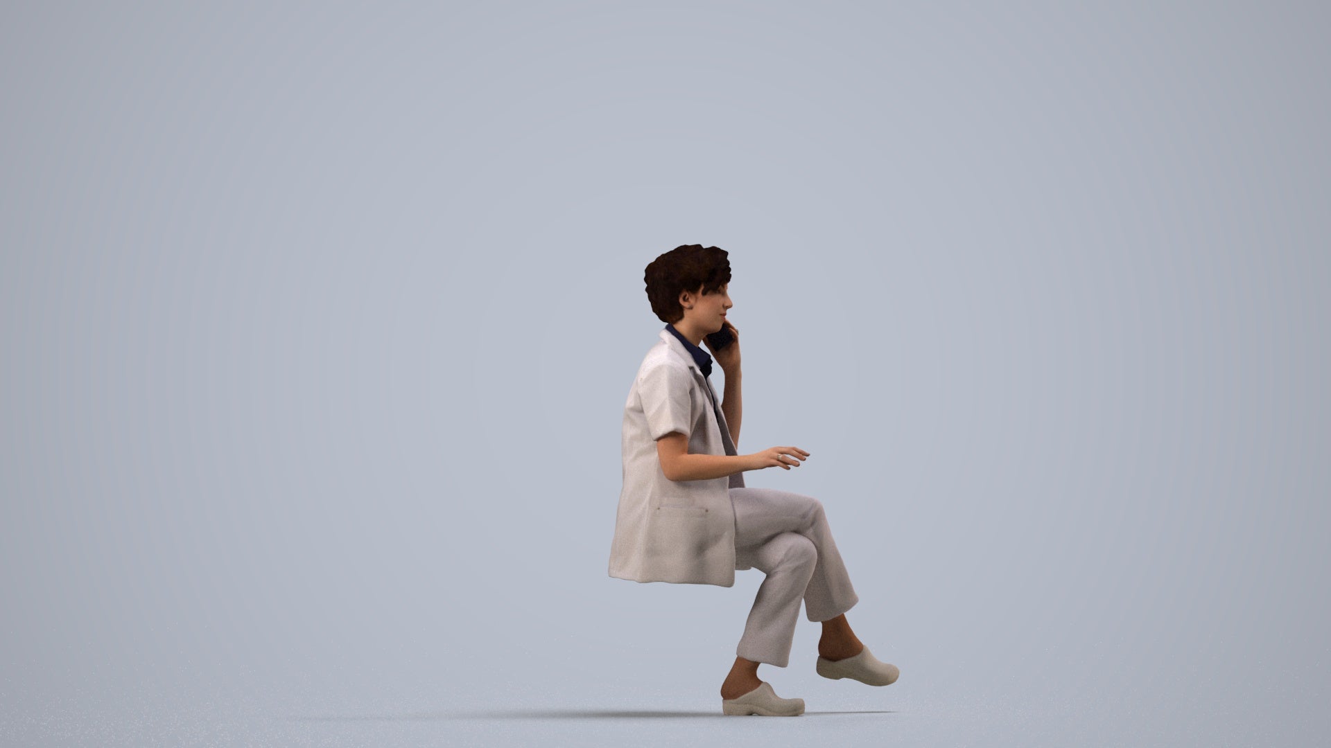 scanned 3D woman standing, photogrammetry people for Enscape and V-Ray, side view render