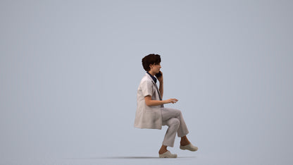 scanned 3D woman standing, photogrammetry people for Enscape and V-Ray, side view render