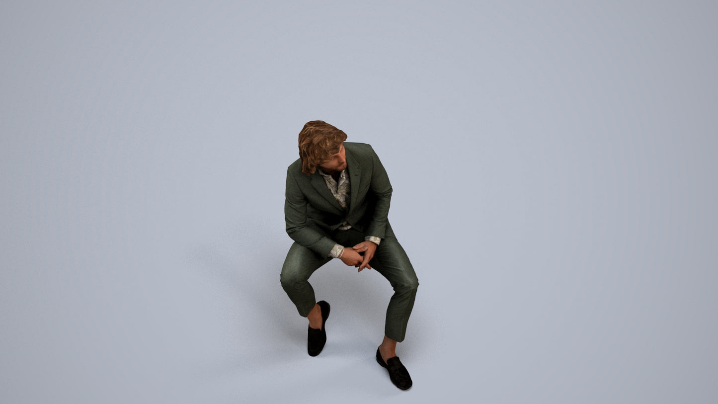 realistic 3D human man business, archviz people FBX OBJ for Blender, back view render