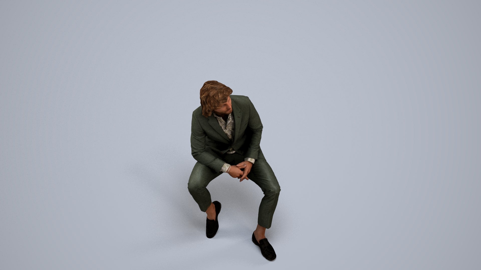 realistic 3D human man business, archviz people FBX OBJ for Blender, back view render