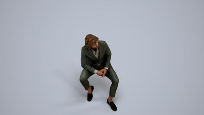 realistic 3D human man business, archviz people FBX OBJ for Blender, back view render