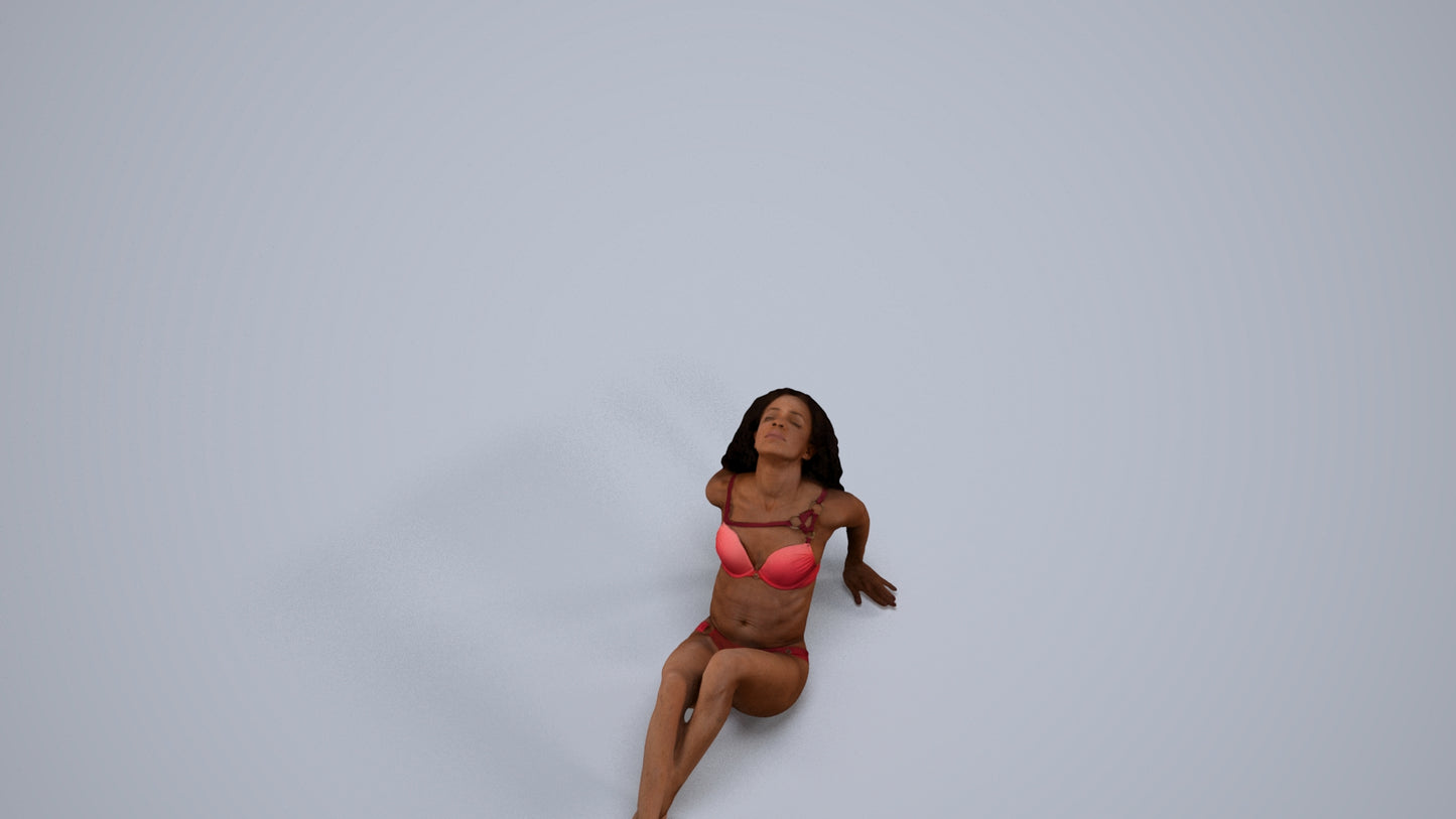 photogrammetry 3D woman mix, realistic human model archviz FBX, back view render