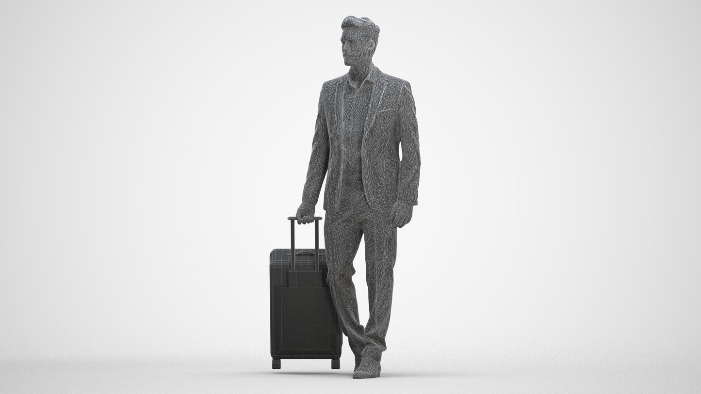 realistic 3D human man business, archviz people FBX OBJ for Blender, three-quarter front view render