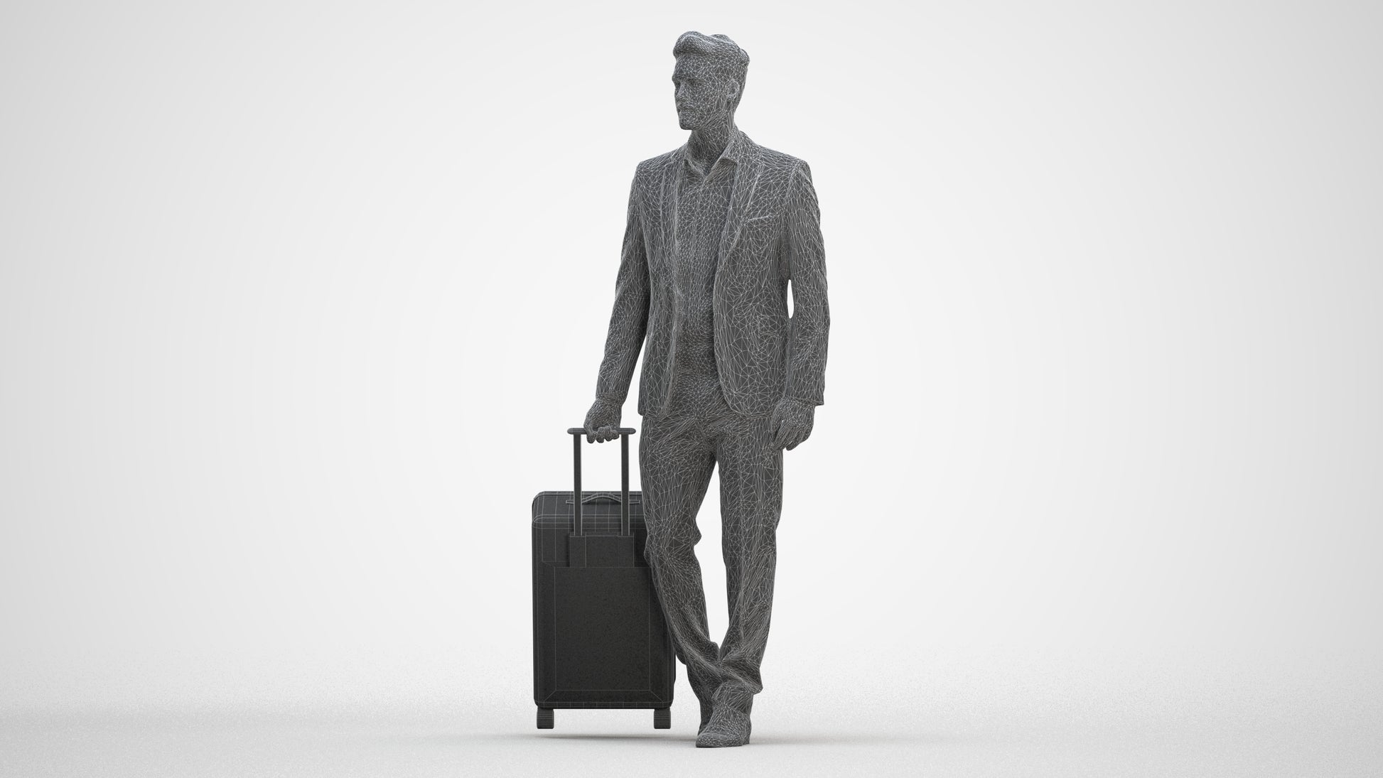 realistic 3D human man business, archviz people FBX OBJ for Blender, three-quarter front view render