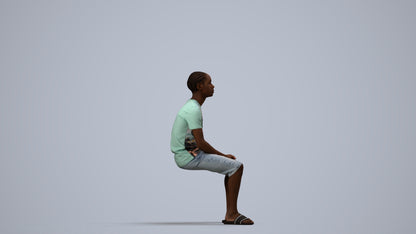 realistic 3D human boy casual kids, archviz people FBX OBJ for Blender, side view render