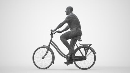 photogrammetry 3D man casual cycling, realistic human model archviz FBX, square thumbnail