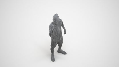 3D people model man sport, scanned human for 3ds Max rendering, wireframe three-quarter view