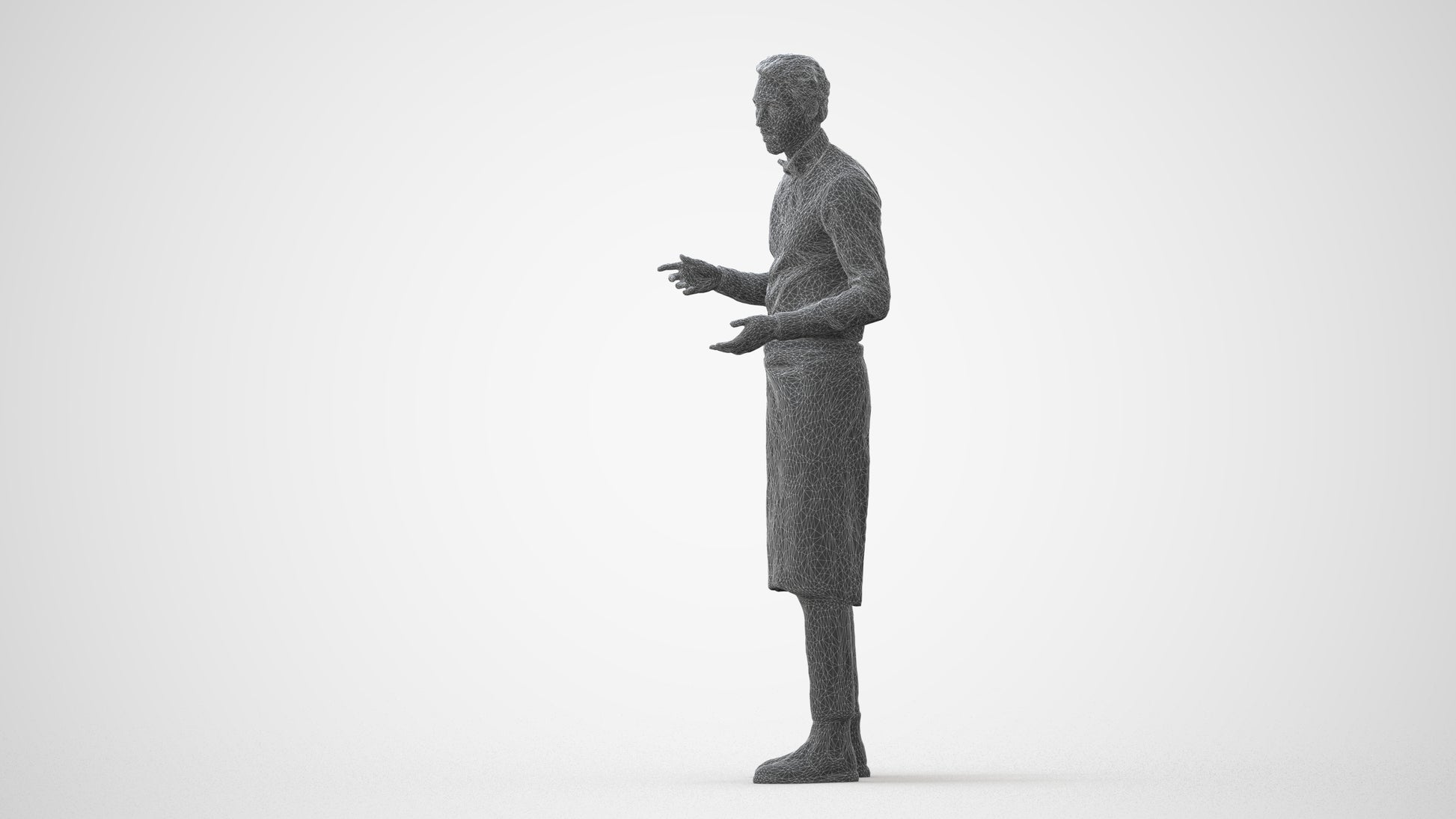 photogrammetry 3D man hospitality, realistic human model archviz FBX, square thumbnail