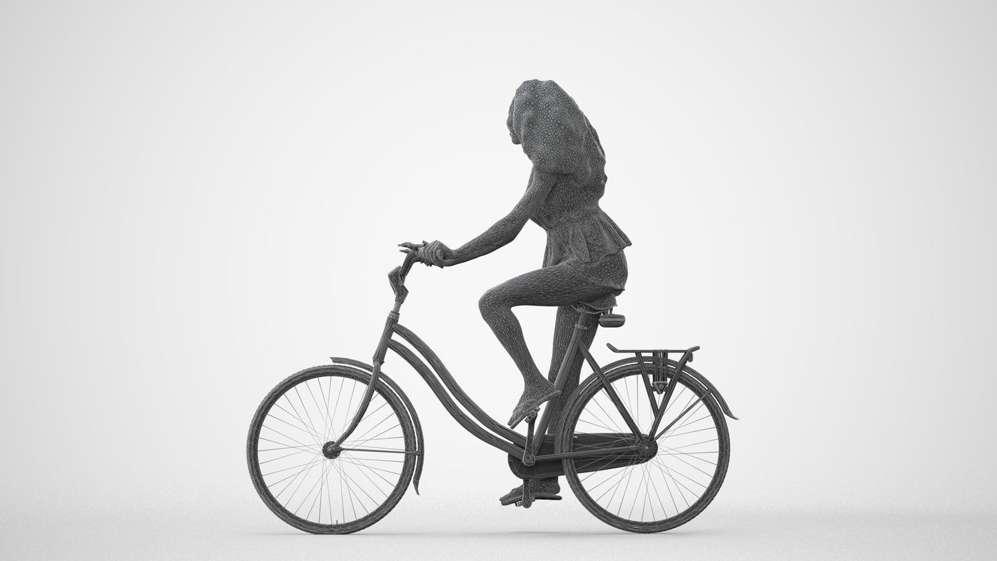 3D scanned woman cycling casual, photorealistic archviz people for Enscape and SketchUp, square thumbnail