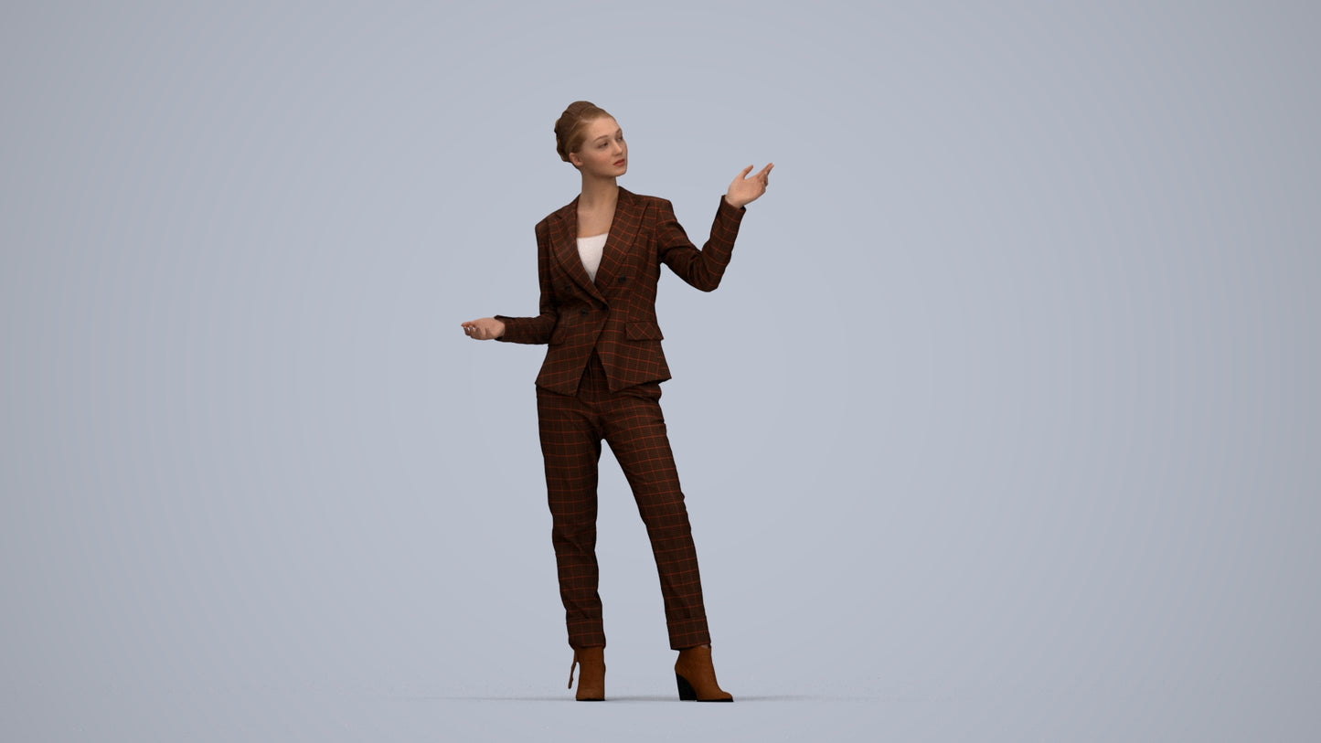 3D scanned woman business, photorealistic archviz people for Enscape and SketchUp, top-down view render