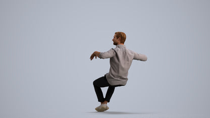 realistic 3D man casual sitting, scanned archviz people for Blender and 3ds Max, front view render