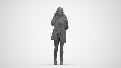 realistic 3D human woman casual walking, archviz people FBX OBJ for Blender, three-quarter front view render