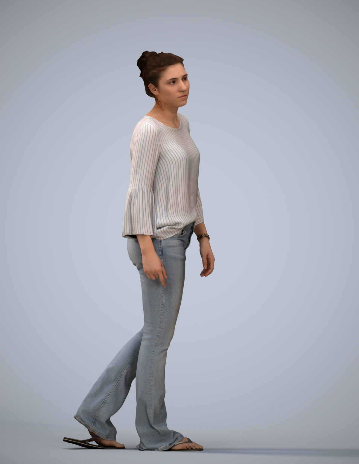 realistic 3D people woman casual walking, render-ready for V-Ray and Corona, FBX OBJ