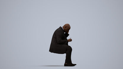 realistic 3D human man business, archviz people FBX OBJ for Blender, side view render