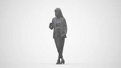 3D scanned woman business, photorealistic archviz people for Enscape and SketchUp, wireframe back view