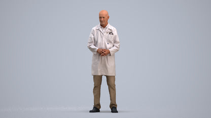 3D scanned senior man medical, photorealistic archviz people for Enscape and SketchUp, standing pose render