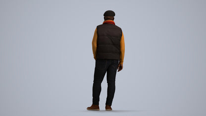 3D scanned man standing casual, photorealistic archviz people for Enscape and SketchUp, front view render