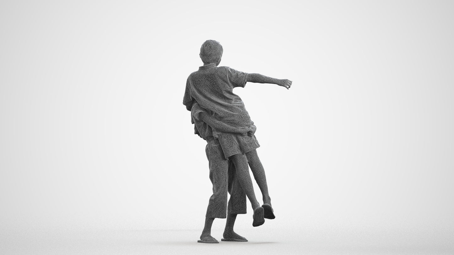 realistic 3D human girl kids, archviz people FBX OBJ for Blender, wireframe front view