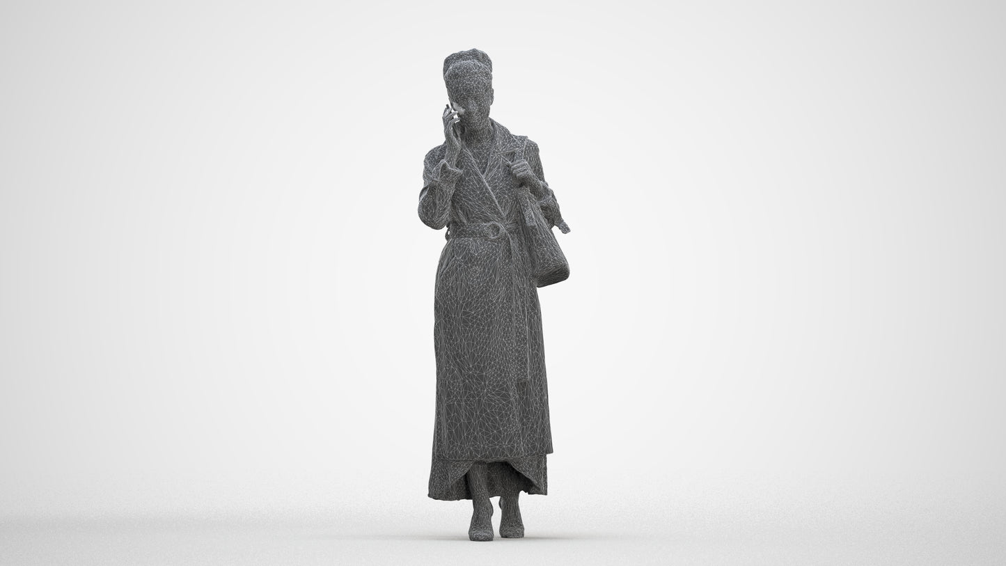 scanned 3D woman business standing, photogrammetry people for Enscape and V-Ray, three-quarter front view render