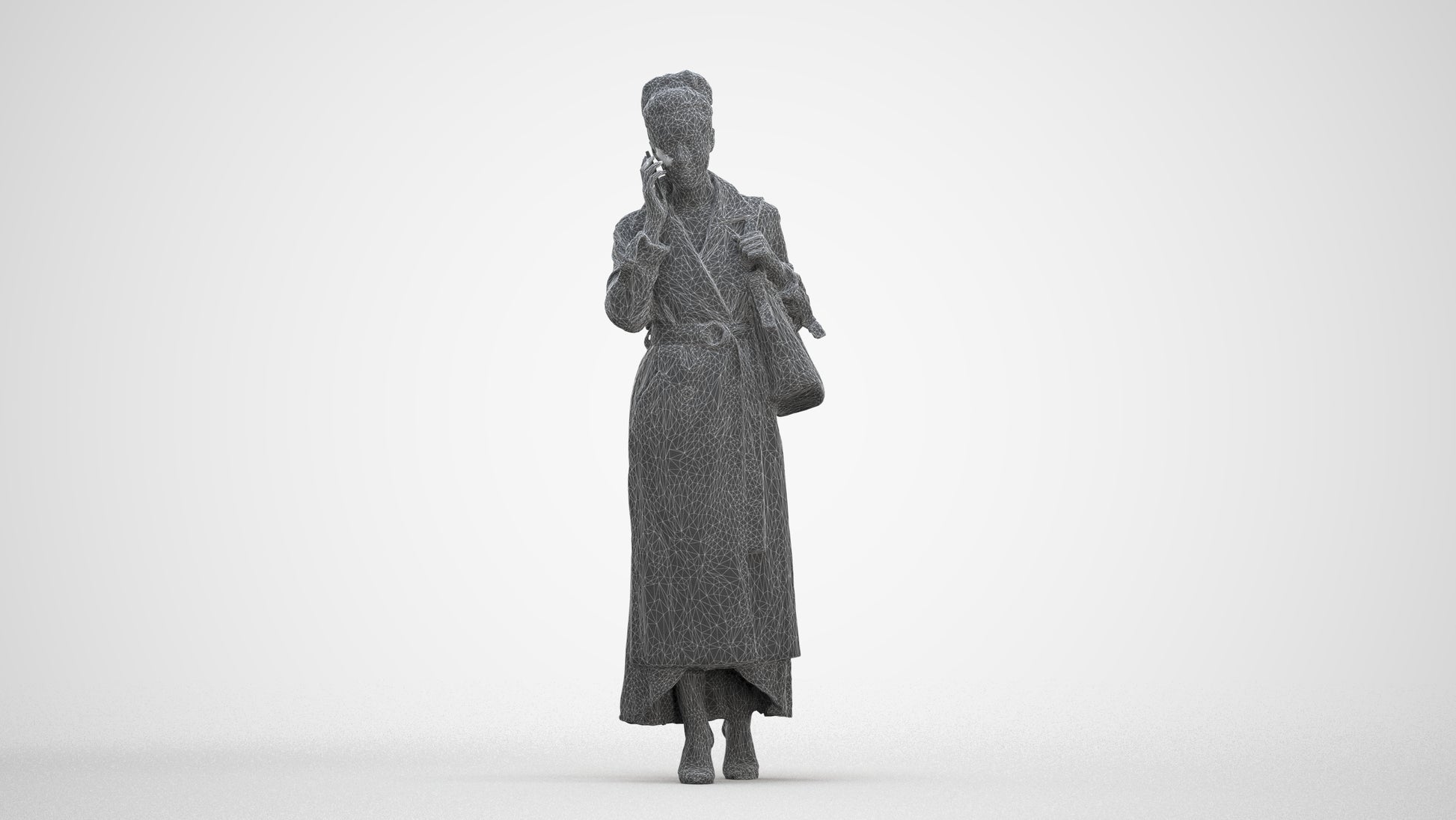 scanned 3D woman business standing, photogrammetry people for Enscape and V-Ray, three-quarter front view render