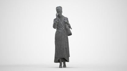 scanned 3D woman business standing, photogrammetry people for Enscape and V-Ray, three-quarter front view render