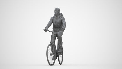realistic 3D boy casual cycling, scanned archviz people for Blender and 3ds Max, wireframe back view