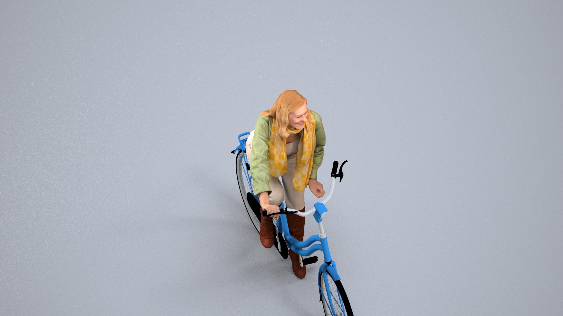 3D people model woman casual cycling, scanned human for 3ds Max rendering, back view render