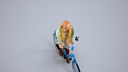 3D people model woman casual cycling, scanned human for 3ds Max rendering, back view render