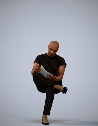 realistic 3D people man casual sitting, render-ready for V-Ray and Corona, FBX OBJ
