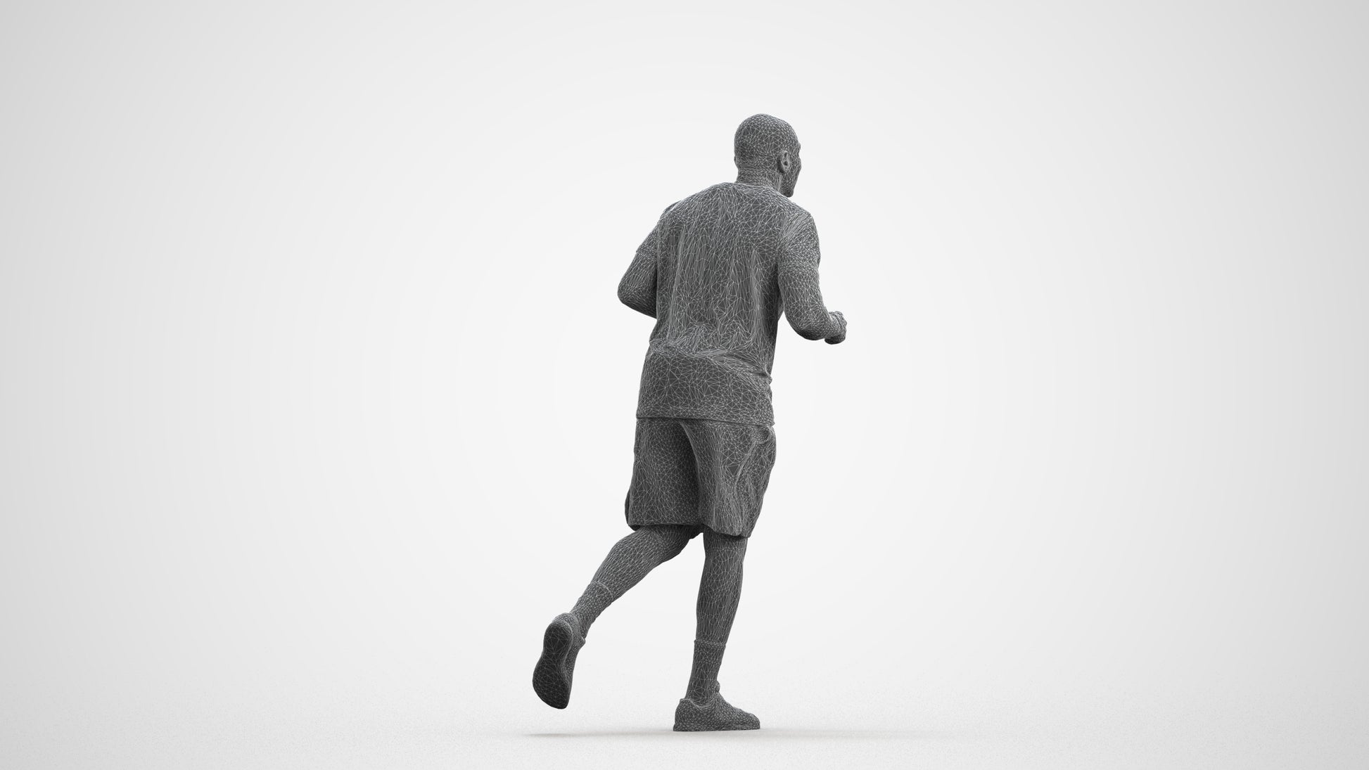 3D scanned man sport, photorealistic archviz people for Enscape and SketchUp, wireframe front view