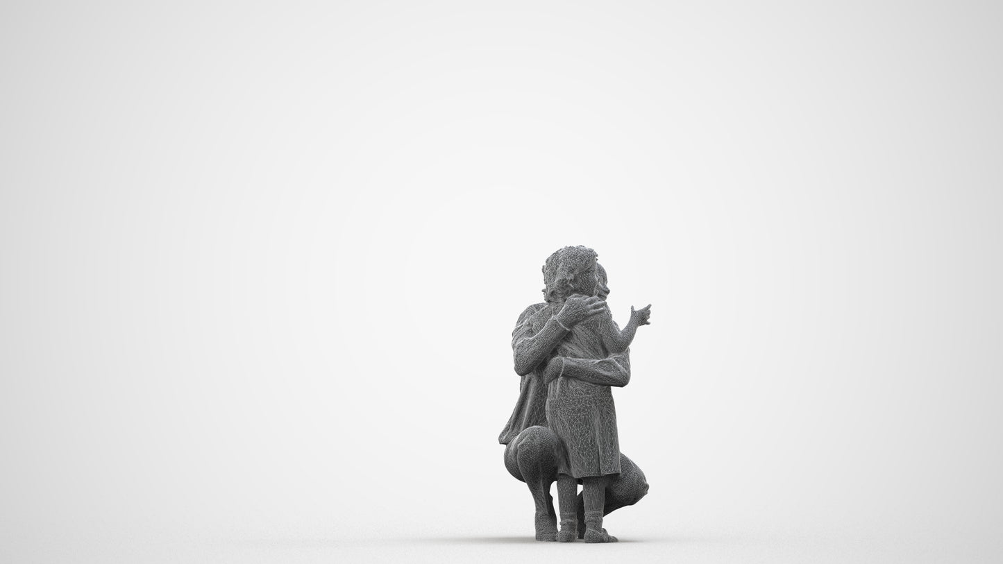 realistic 3D girl casual kids, scanned archviz people for Blender and 3ds Max, wireframe side view