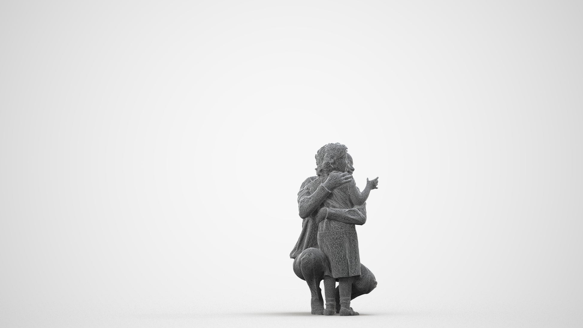 realistic 3D girl casual kids, scanned archviz people for Blender and 3ds Max, wireframe side view
