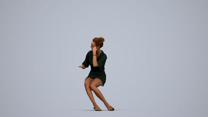 realistic 3D human woman casual sitting, archviz people FBX OBJ for Blender, top-down view render