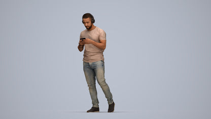 realistic 3D man casual standing, scanned archviz people for Blender and 3ds Max, top-down view render