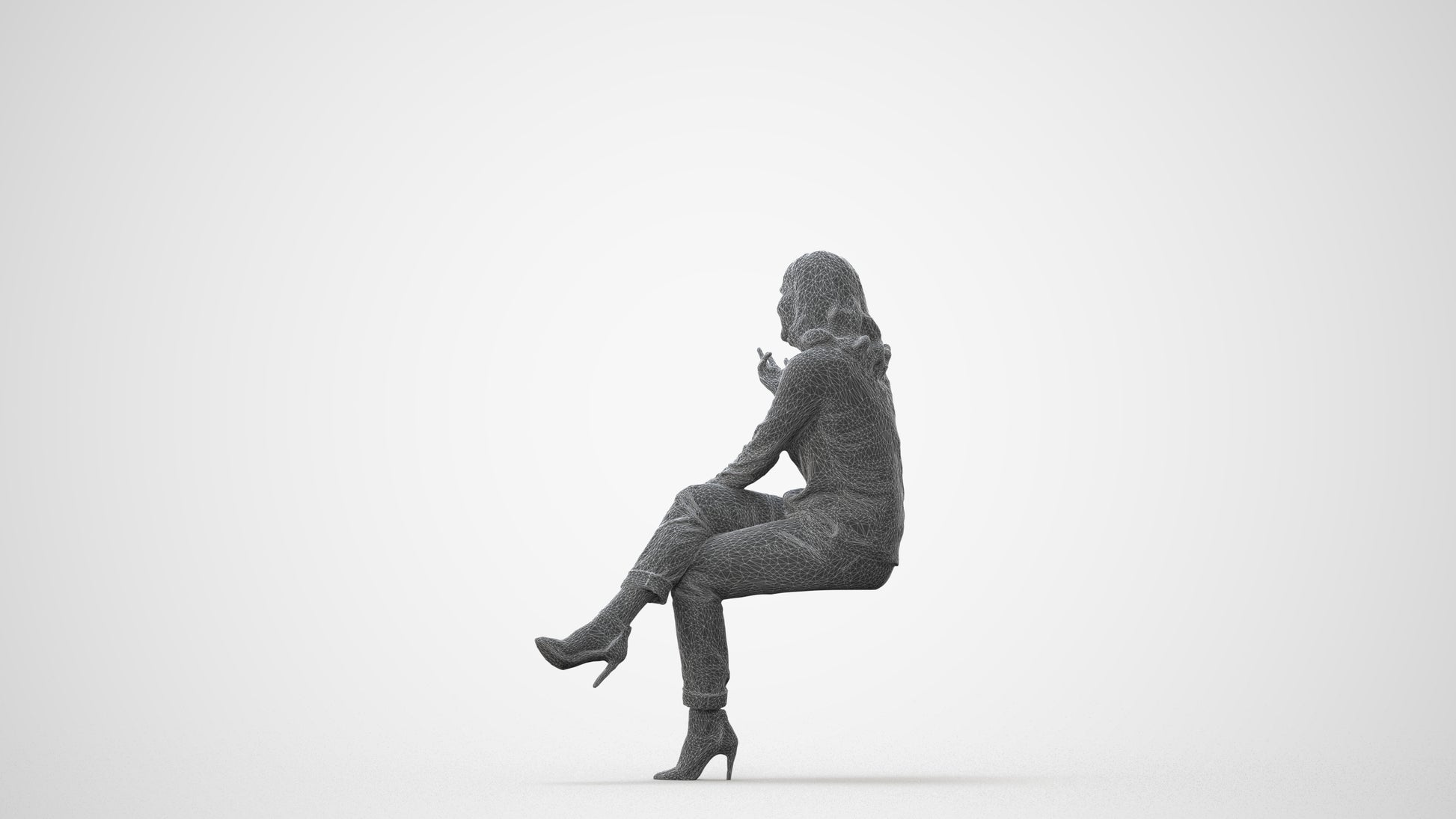 realistic 3D people woman casual sitting, render-ready for V-Ray and Corona, FBX OBJ, square thumbnail