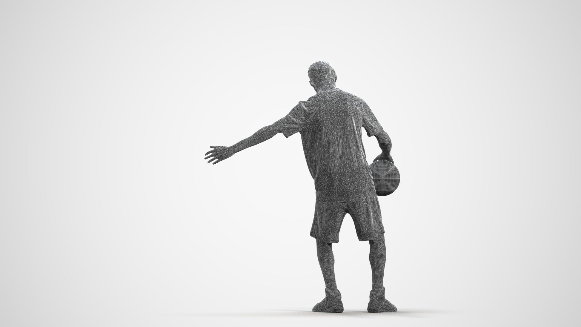 3D people model boy sport, scanned human for 3ds Max rendering, wireframe front view