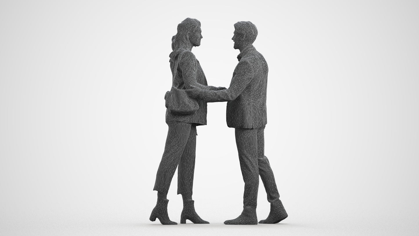 3D human model woman business, photogrammetry scanned person for archviz, wireframe front view