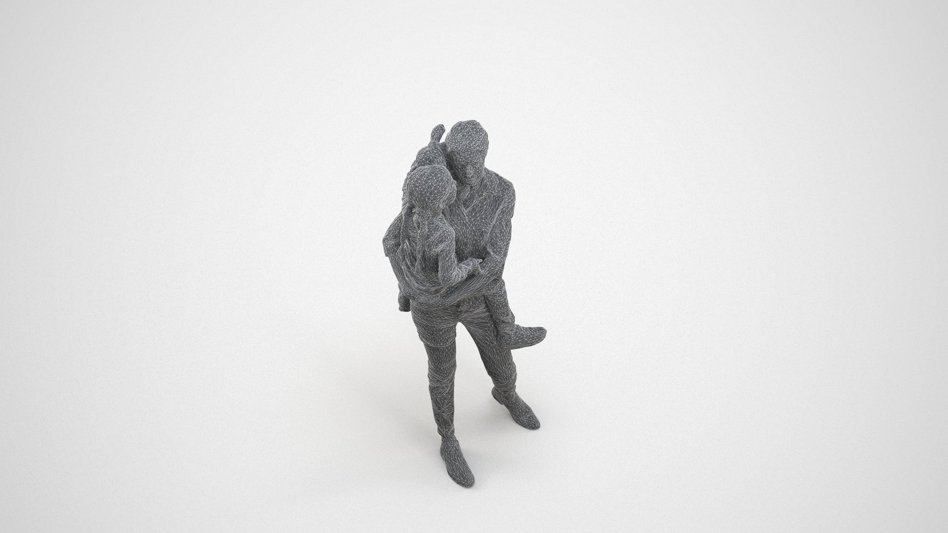 realistic 3D people girl casual kids, render-ready for V-Ray and Corona, FBX OBJ, wireframe three-quarter view