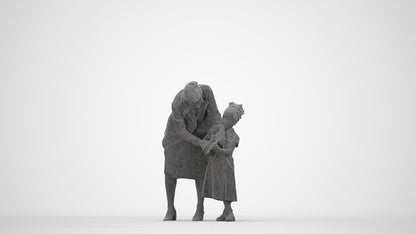 3D human model girl casual kids, photogrammetry scanned person for archviz, wireframe back view