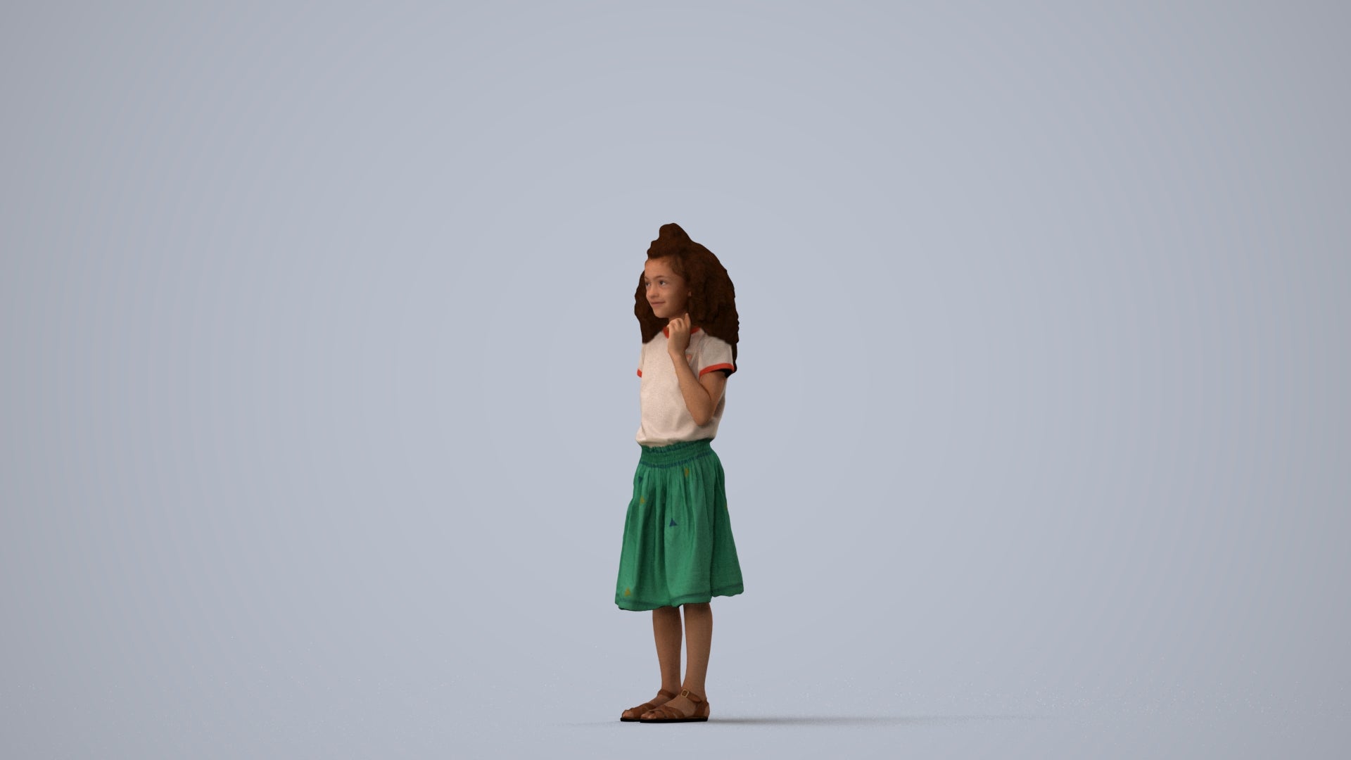 realistic 3D people girl casual kids, render-ready for V-Ray and Corona, FBX OBJ, three-quarter view render