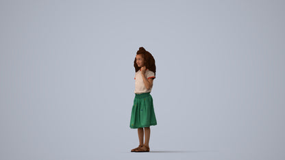 realistic 3D people girl casual kids, render-ready for V-Ray and Corona, FBX OBJ, three-quarter view render