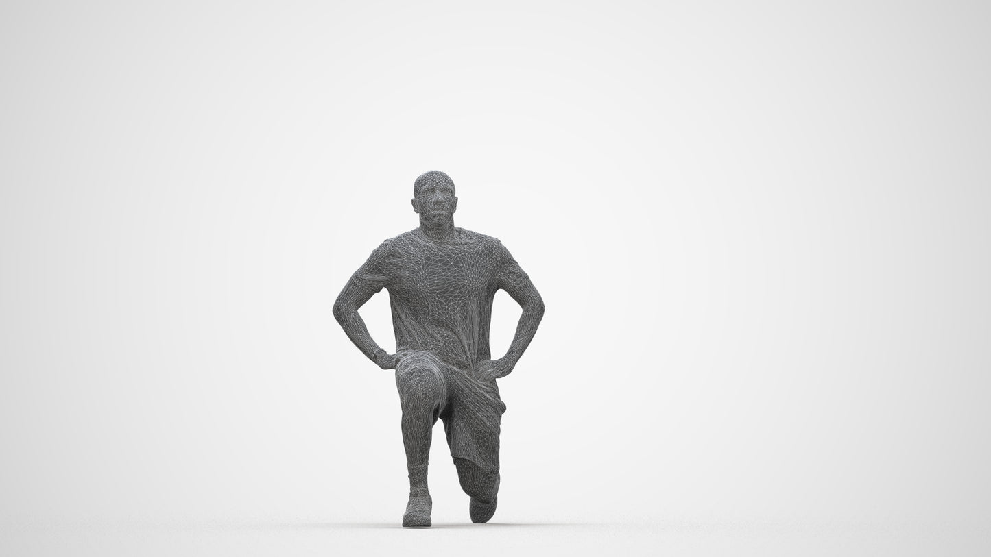 realistic 3D human man sport, archviz people FBX OBJ for Blender, wireframe back view