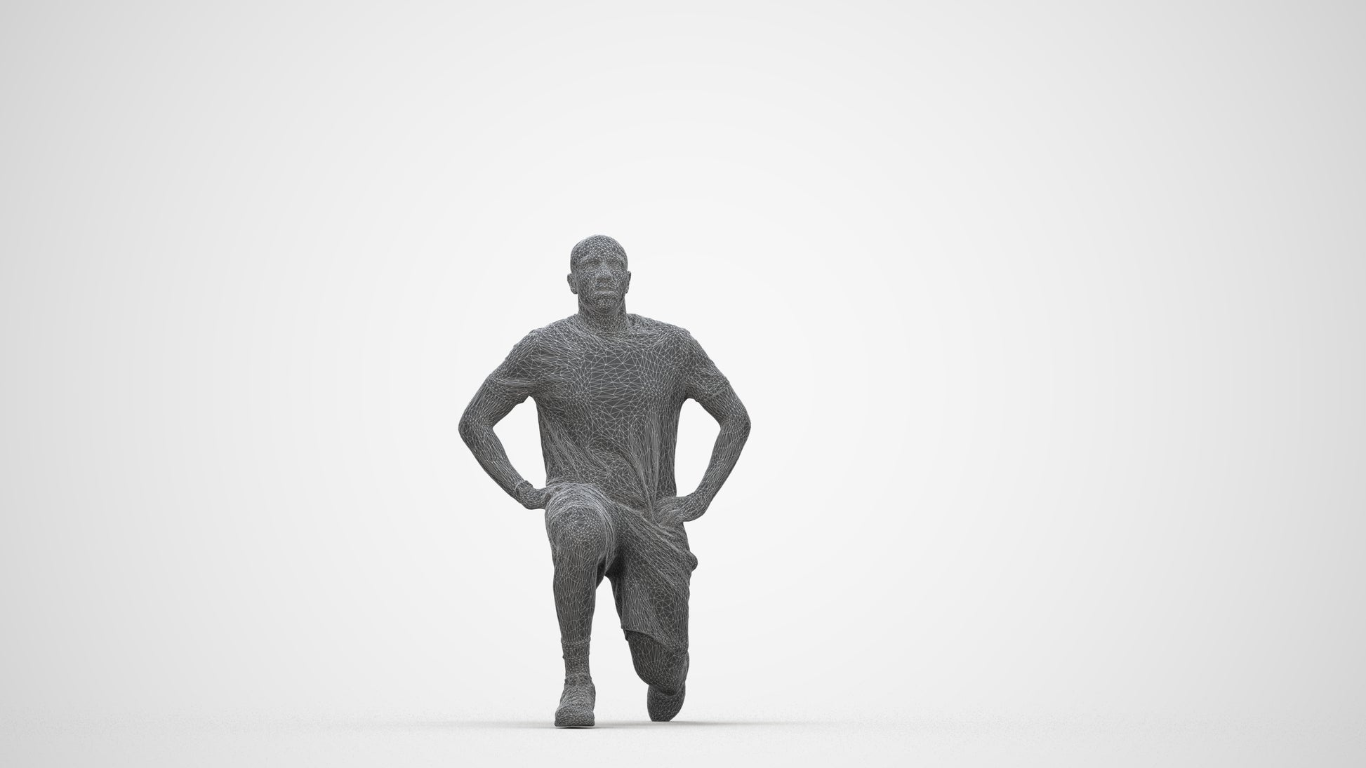realistic 3D human man sport, archviz people FBX OBJ for Blender, wireframe back view