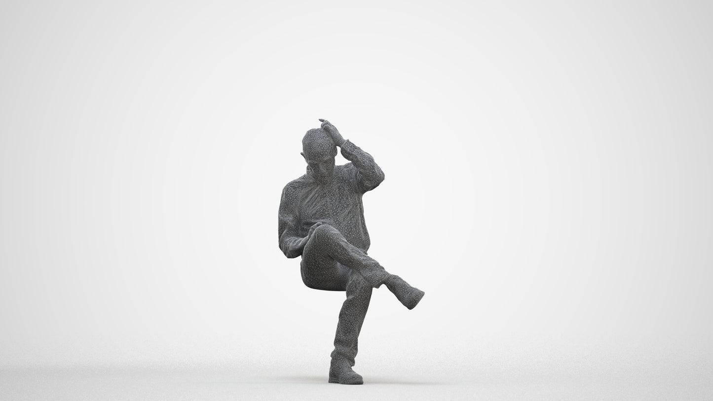 photogrammetry 3D senior man casual sitting, realistic human model archviz FBX, three-quarter front view render