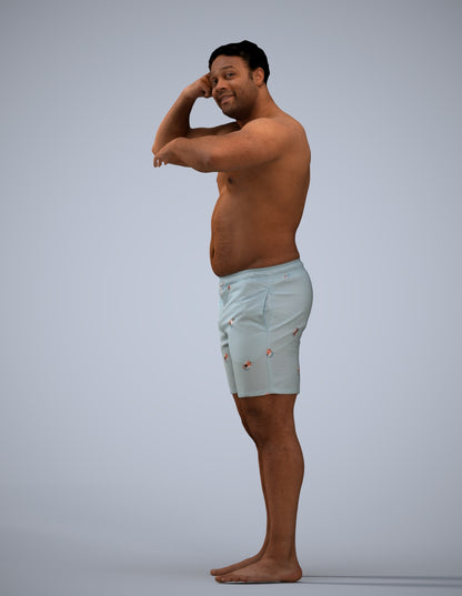 realistic 3D human man pool, archviz people FBX OBJ for Blender